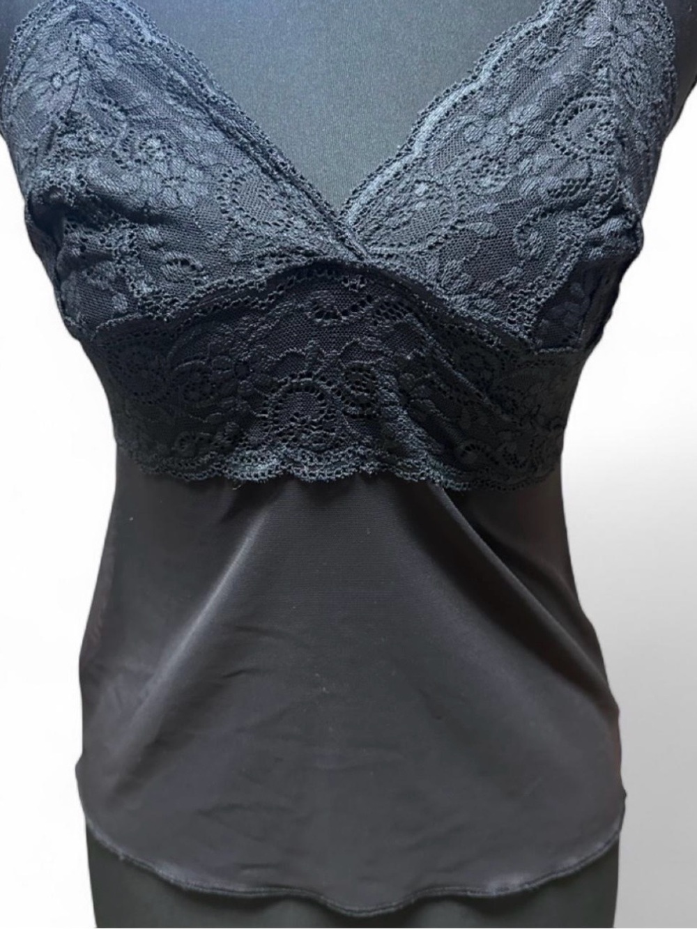 Y2K Black Sheer Lace Cami Top Dark Coquette Fairy Grunge Goth Mesh Tank Small